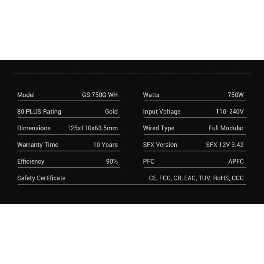 GAMEMAX GS 750G WH V25