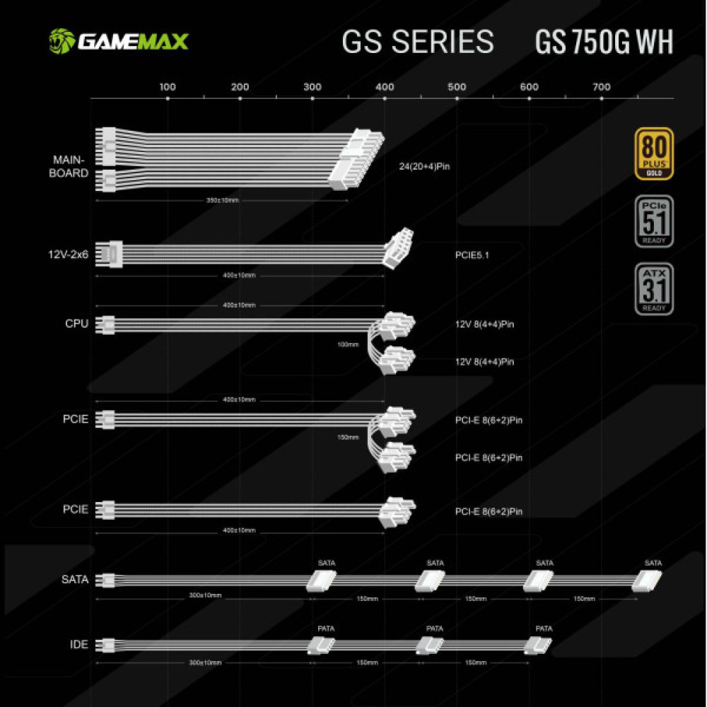 GAMEMAX GS 750G WH V25