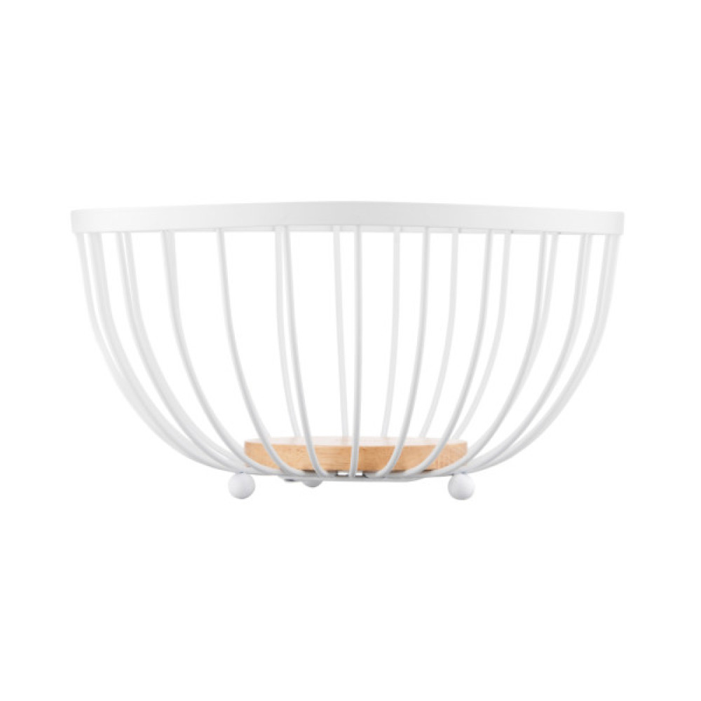 Фруктовниця ARDESTO Midori 25х25х13см, метал, дерево, білий (AR0904W)