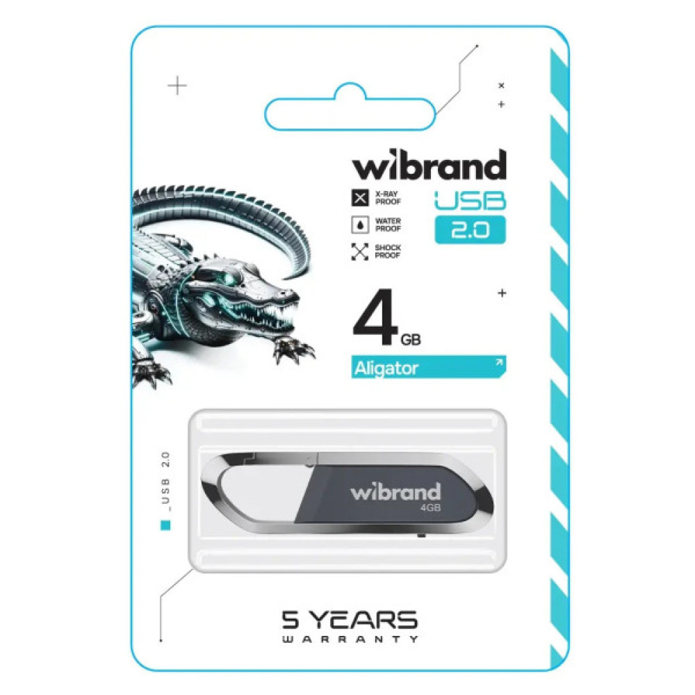 USB флеш накопичувач Wibrand 4GB Aligator Grey USB 2.0 (WI2.0/AL4U7G)