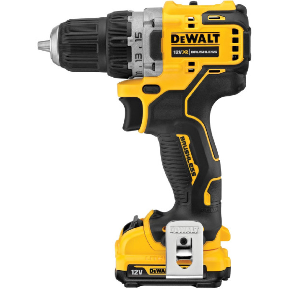 Дриль-шурупокрут DeWalt безщітковий XR Li-Ion 12В акб 2х2А·год 57.5Нм 425-1500об/хв патрон 10мм ЗП кейс 1.1кг