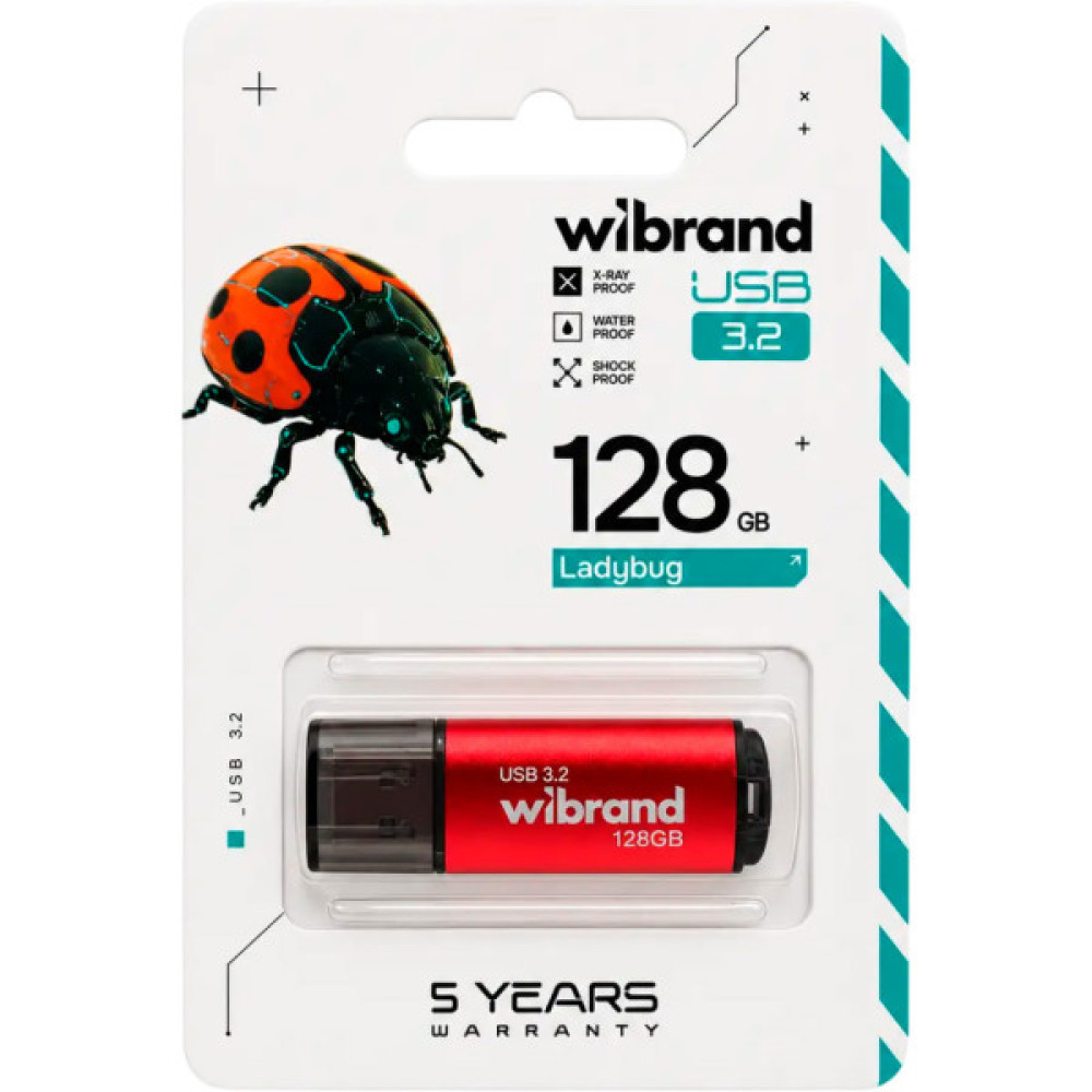 USB флеш накопичувач Wibrand 128GB Ladybug Red USB 3.2 (WI3.2/LB128P10S)