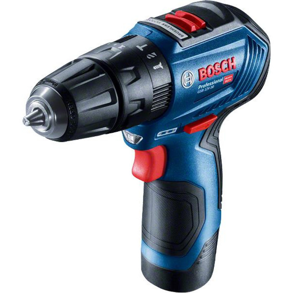 Шурупокрут-дриль ударний акумуляторний Bosch Professional GSB 12V-30 12В 2х2А·год 18·30Нм 0-420·1600об·хв кейс 0.82кг