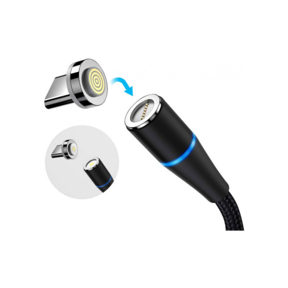 Дата кабель USB 2.0 AM to Lightning + Micro 5P + USB-C 1.0m Magnetic ColorWay (CW-CBUU038-BK)