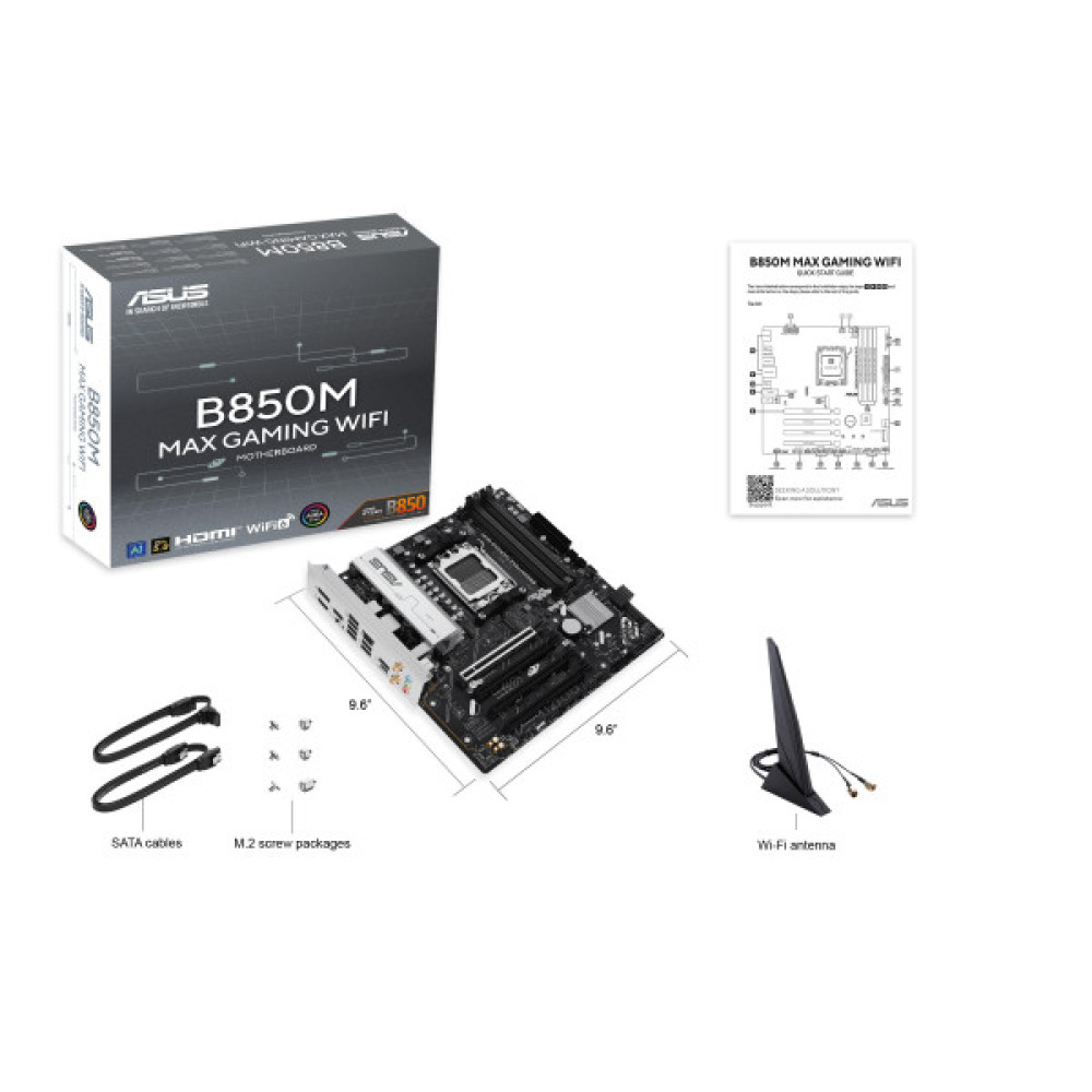 Материнcька плата ASUS B850M MAX GAMING WIFI sAM5 B850 4xDDR5 M.2 HDMI DP WiFi BT mATX
