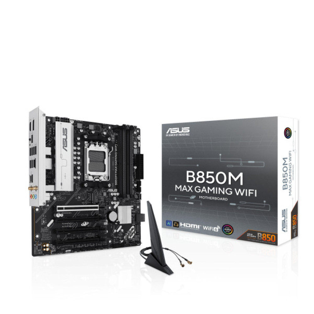 Материнcька плата ASUS B850M MAX GAMING WIFI sAM5 B850 4xDDR5 M.2 HDMI DP WiFi BT mATX