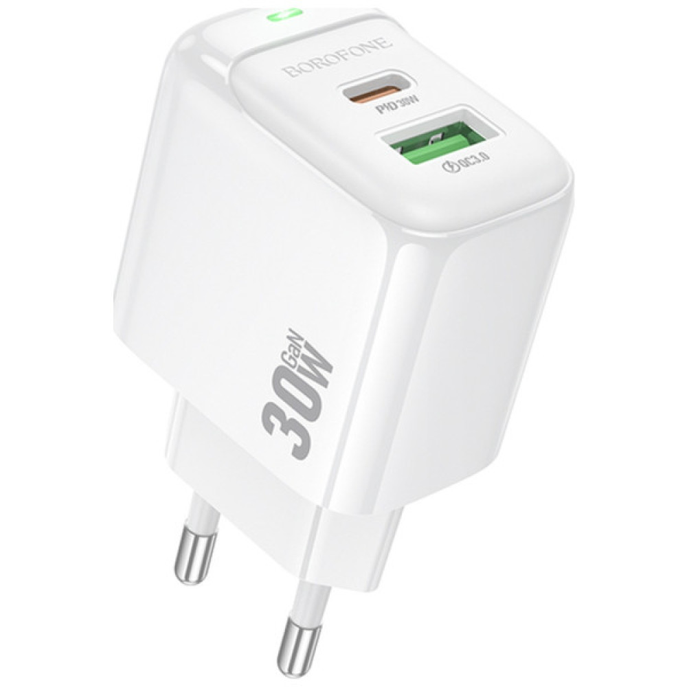 Зарядний пристрій BOROFONE BAS45A 1xUSB-C PD30W + 1xUSB QC3.0 white (6941991113871)