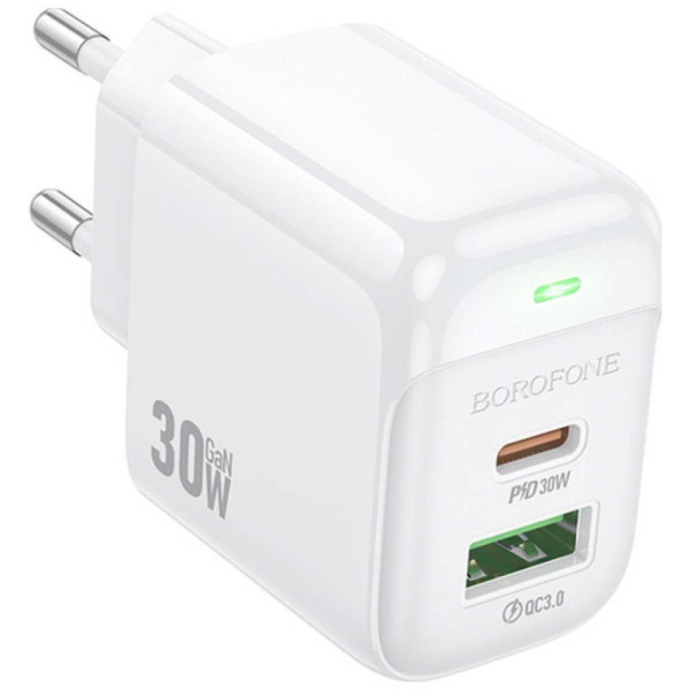 Зарядний пристрій BOROFONE BAS45A 1xUSB-C PD30W + 1xUSB QC3.0 white (6941991113871)
