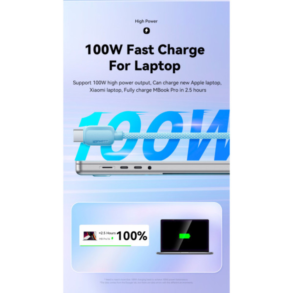 Дата кабель USB-C to USB-C 1.0m 100W blue Essager (EXCTT1-WL03-P)