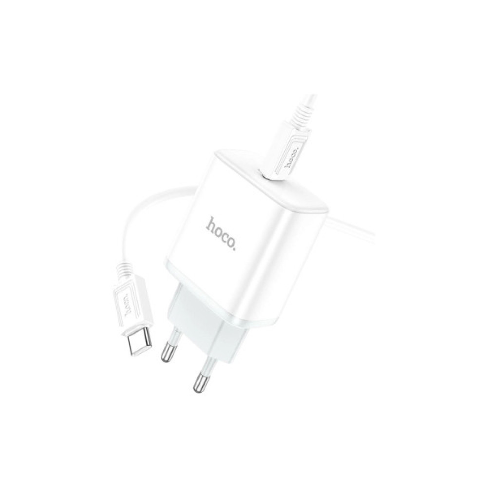 Зарядний пристрій HOCO C104A USB-C PD20W + cable USB-C to USB-C white (6931474782915)