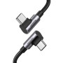 Дата кабель USB-C to USB-C 1.0m 100W (20V/5A) 90° corner braided black Ugreen (70696)