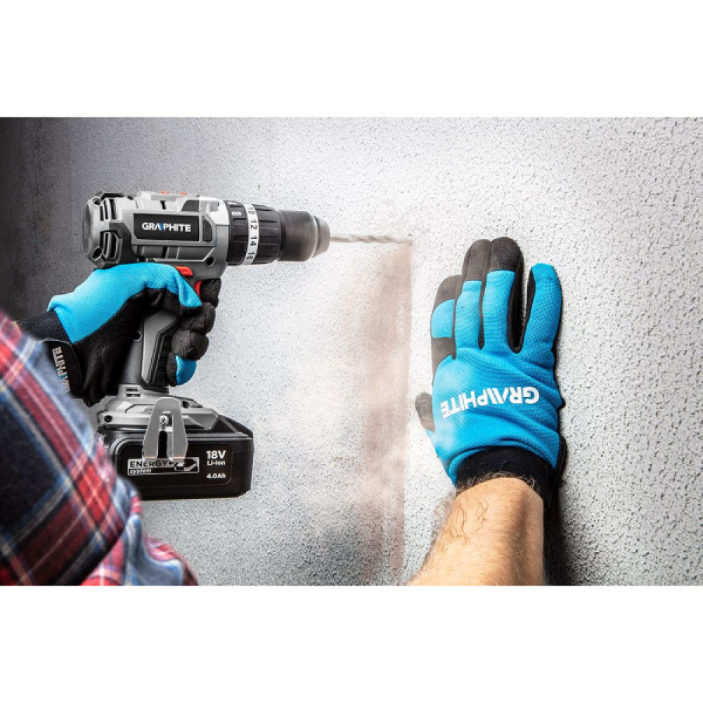 Шурупокрут-дриль акумуляторний GRAPHITE Energy+ 18В 2х2А·год 58Нм 0-500·0-1700об/хв кейс ЗП 1.2кг