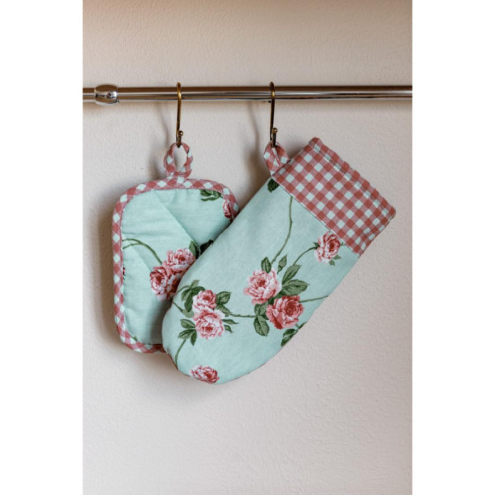 Кухонна прихватка Прованс Набір рукавиця 29х15 та прихватка 15х20 Трояндочки (035694)