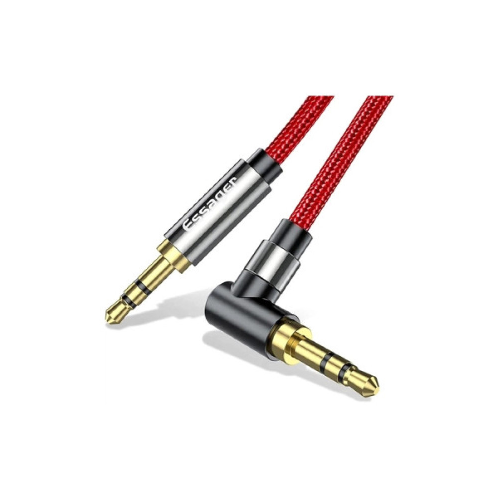 Кабель мультимедійний 3.5mm M to 3.5mm M 1.5m 90° corner red Essager (EYP35-WTA09)