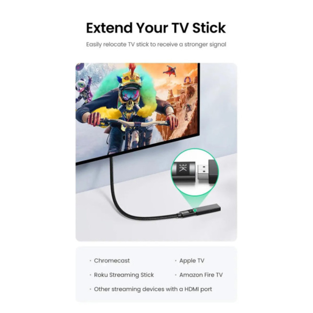 Кабель мультимедійний HDMI M to HDMI F 1.0m 8K HD151 black Ugreen (40447)