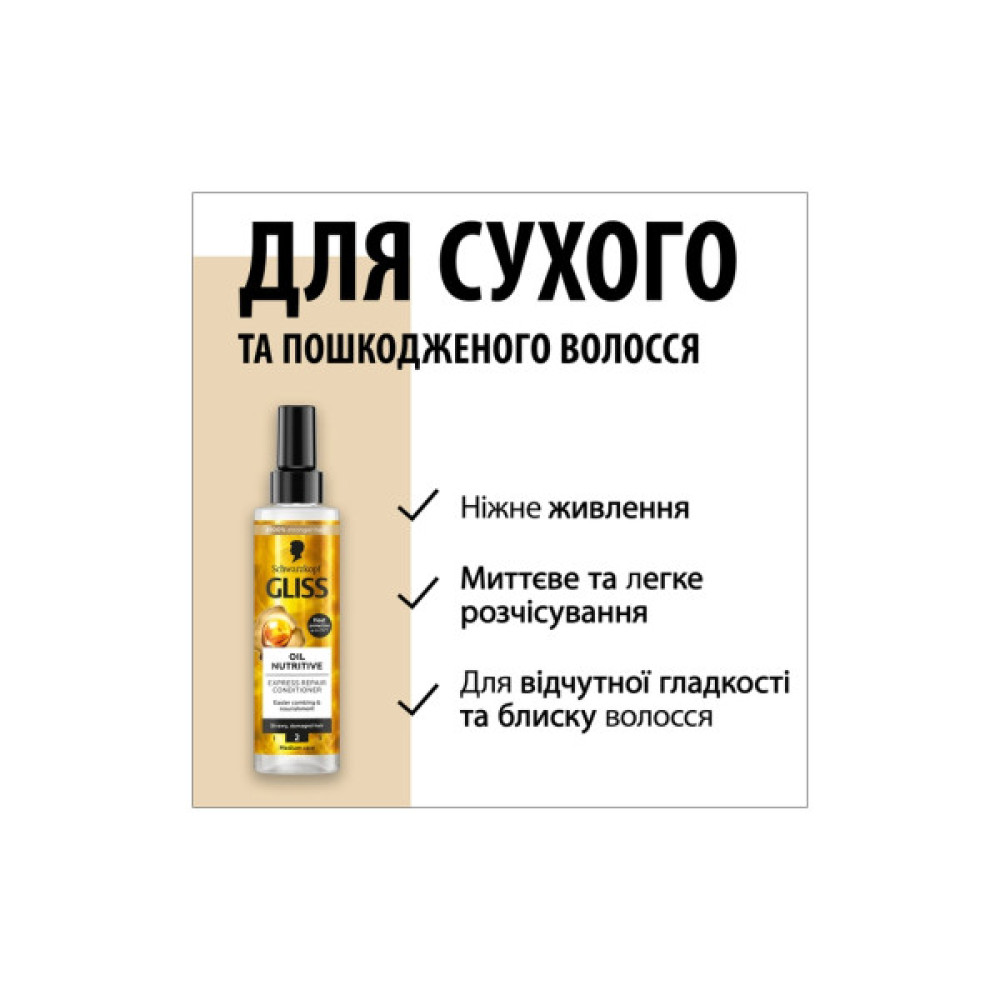 Кондиціонер для волосся Gliss Oil Nutritive Hair Repair для сухого та пошкодженого волосся 200 мл (9000100398701)