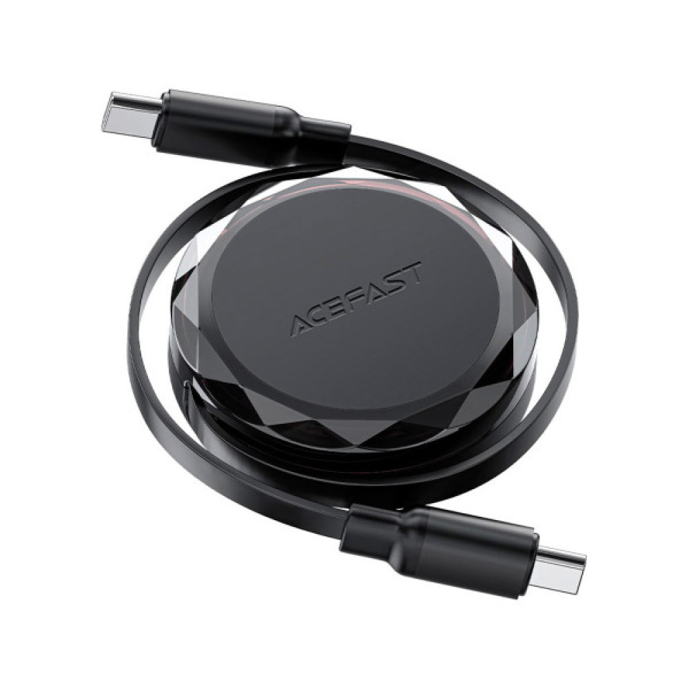 Дата кабель USB-C to USB-C 0.8m 60W dual retraction C13-03 Black Acefast (6974316280132)