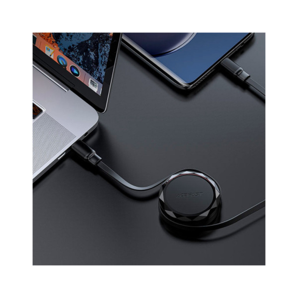 Дата кабель USB-C to USB-C 0.8m 60W dual retraction C13-03 Black Acefast (6974316280132)