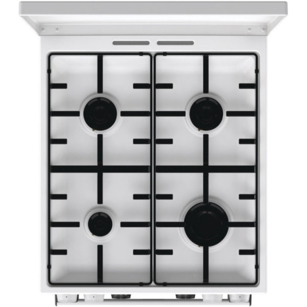 Плита Gorenje комбінована, 70л, 50x60см, метал. кришка, дисплей, IconLed, емальовані, білий