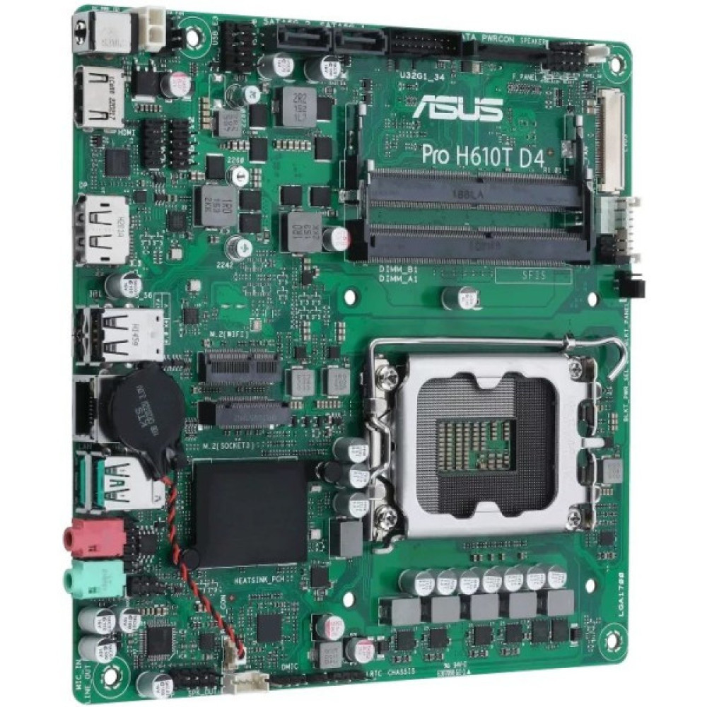 Материнcька плата ASUS PRO H610T D4-CSM s1700 H610 2xDDR4 M.2 HDMI DP LVDS Thin mITX