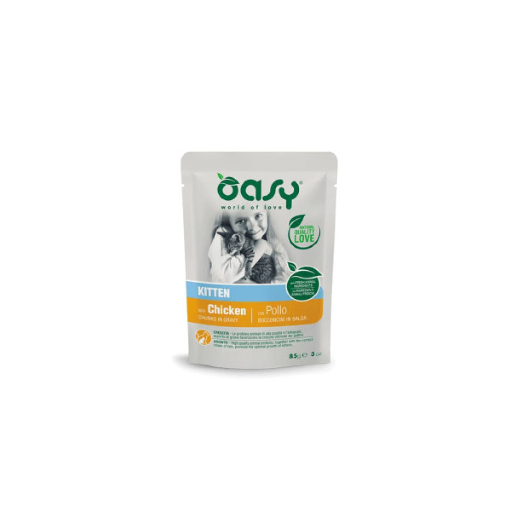 Вологий корм для кішок OASY Kitten з куркою 85 г (8053017343686)