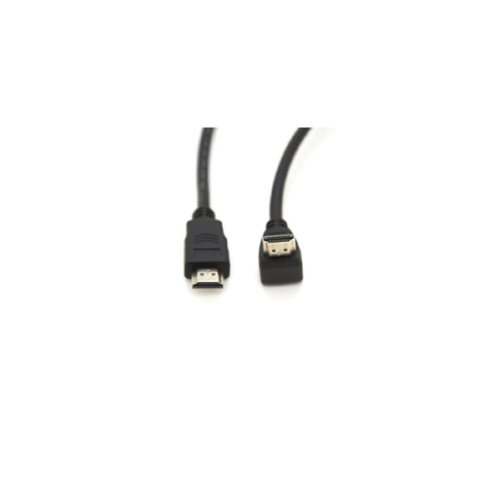 Кабель мультимедійний HDMI M to HDMI M 1.5m V1.4 90° corner black Merlion (YT-HDMI(M)/(M)HS-1.5m-90°)
