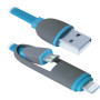 Дата кабель USB 2.0 AM to Lightning + Micro 5P 1.0m blue Defender (87487)