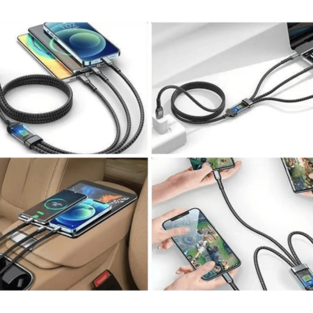 Дата кабель USB 2.0 AM to Lightning + Micro 5P + USB-C 1.2m 100W nylon black XoKo (SC-3100)