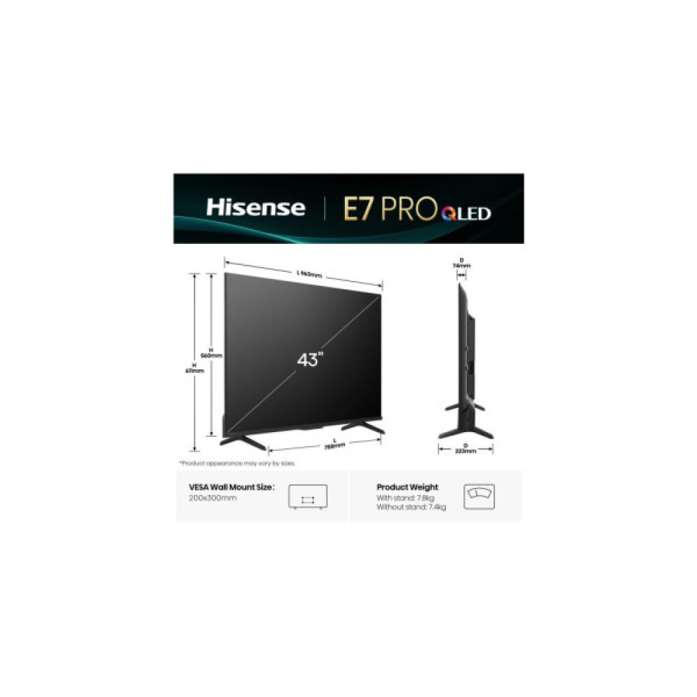 Телевізор Hisense 43E7Q PRO