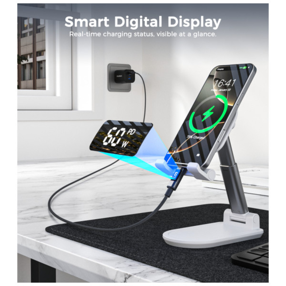 Дата кабель USB-C to USB-C 1.2m PD60W digital display nylon gray Choetech (XCC-1068-GY)