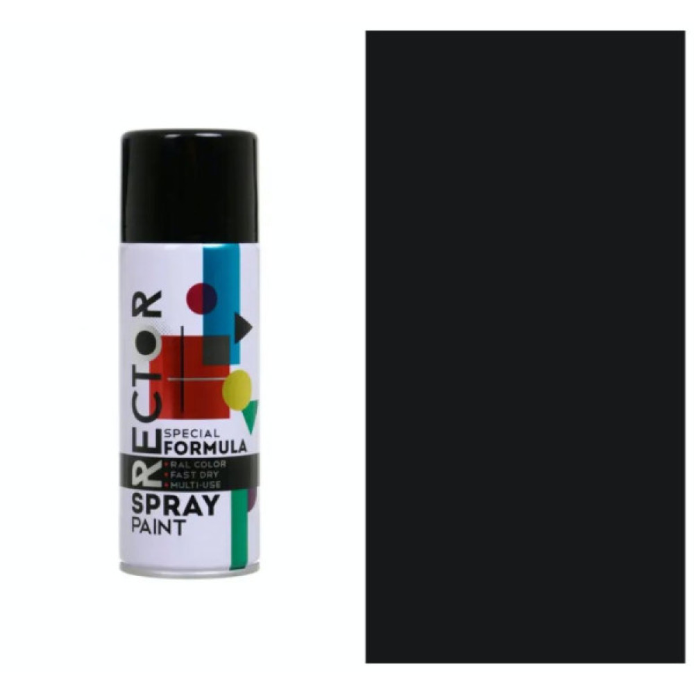 Аерозольна фарба для автомобіля RECTOR універсальна 9005 чорний МАТ 400мл (000015322)