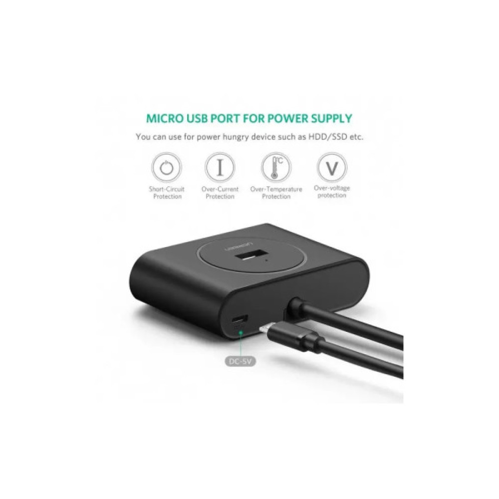 Концентратор Ugreen USB 3.0 to 4xUSB + USB-C plug 1.0m CR113 black (40850)