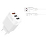 Зарядний пристрій XO 1xUSB QC3.0 18W + 2xUSB 2.4A + cable USB-C white (L72-TC-WH)