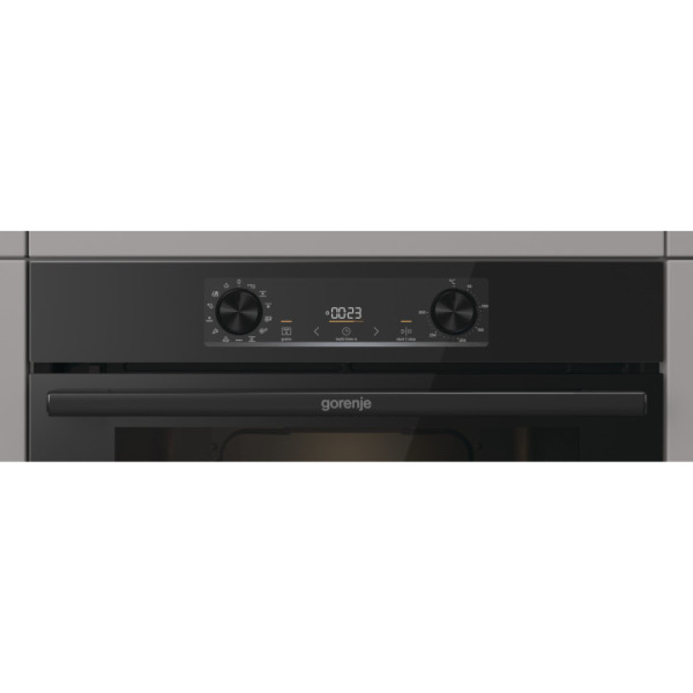 Духова шафа Gorenje електрична, 77л, A+, дисплей, IconLed, піроліз, готув. на різн рівнях, чорний