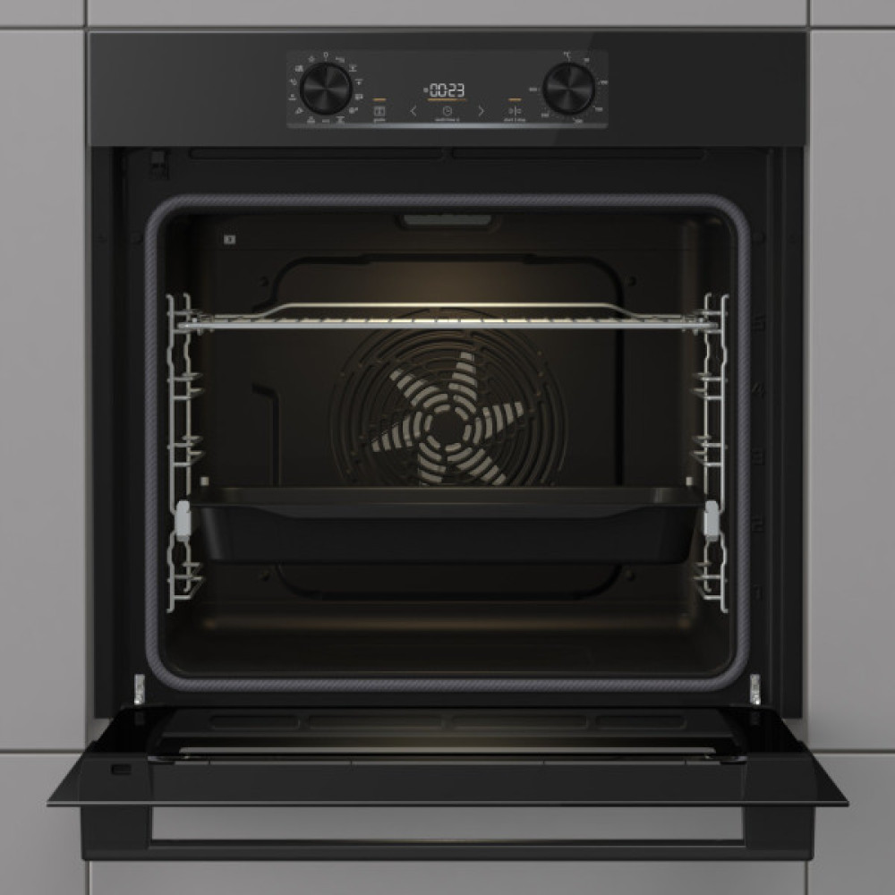 Духова шафа Gorenje електрична, 77л, A+, дисплей, IconLed, піроліз, готув. на різн рівнях, чорний
