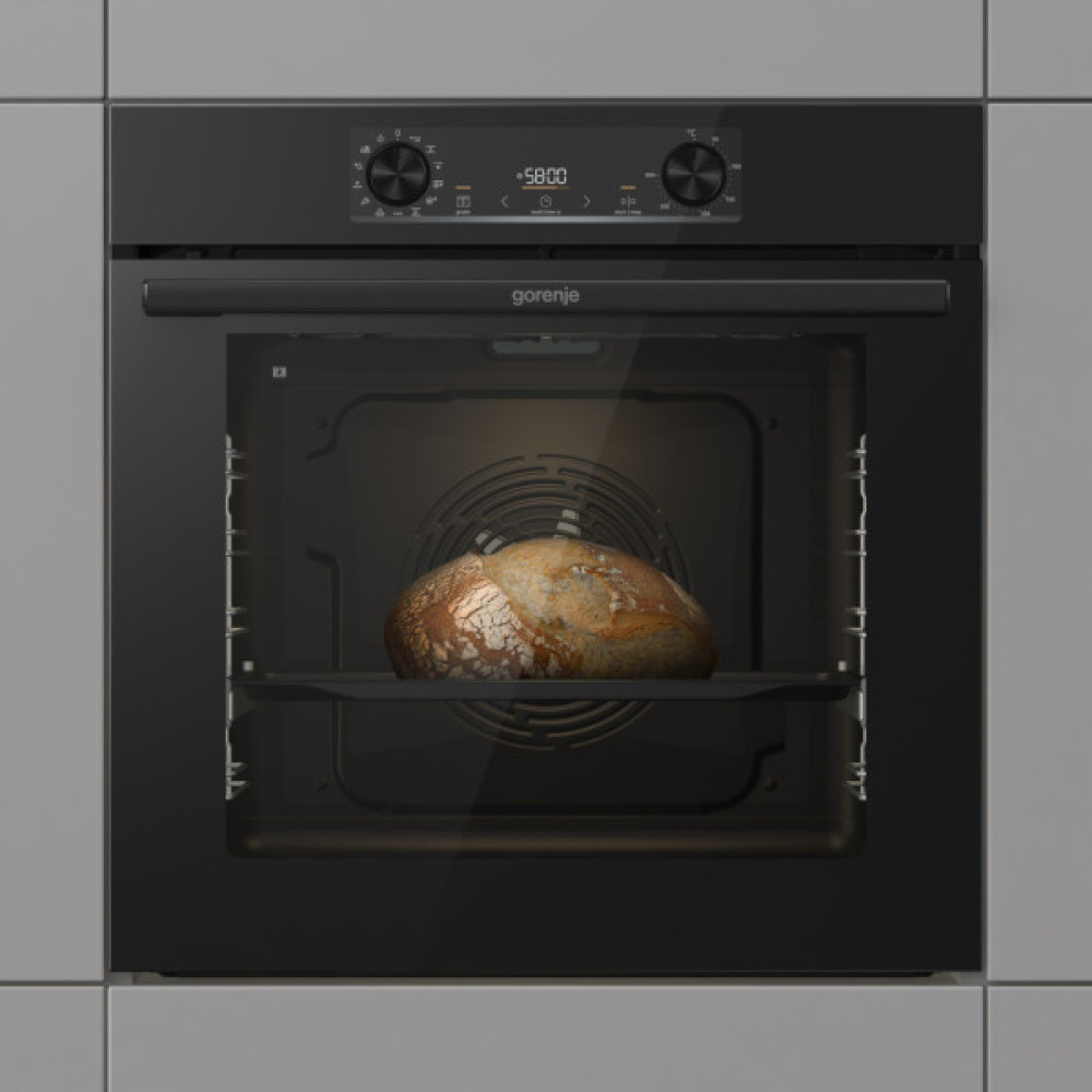 Духова шафа Gorenje електрична, 77л, A+, дисплей, IconLed, піроліз, готув. на різн рівнях, чорний