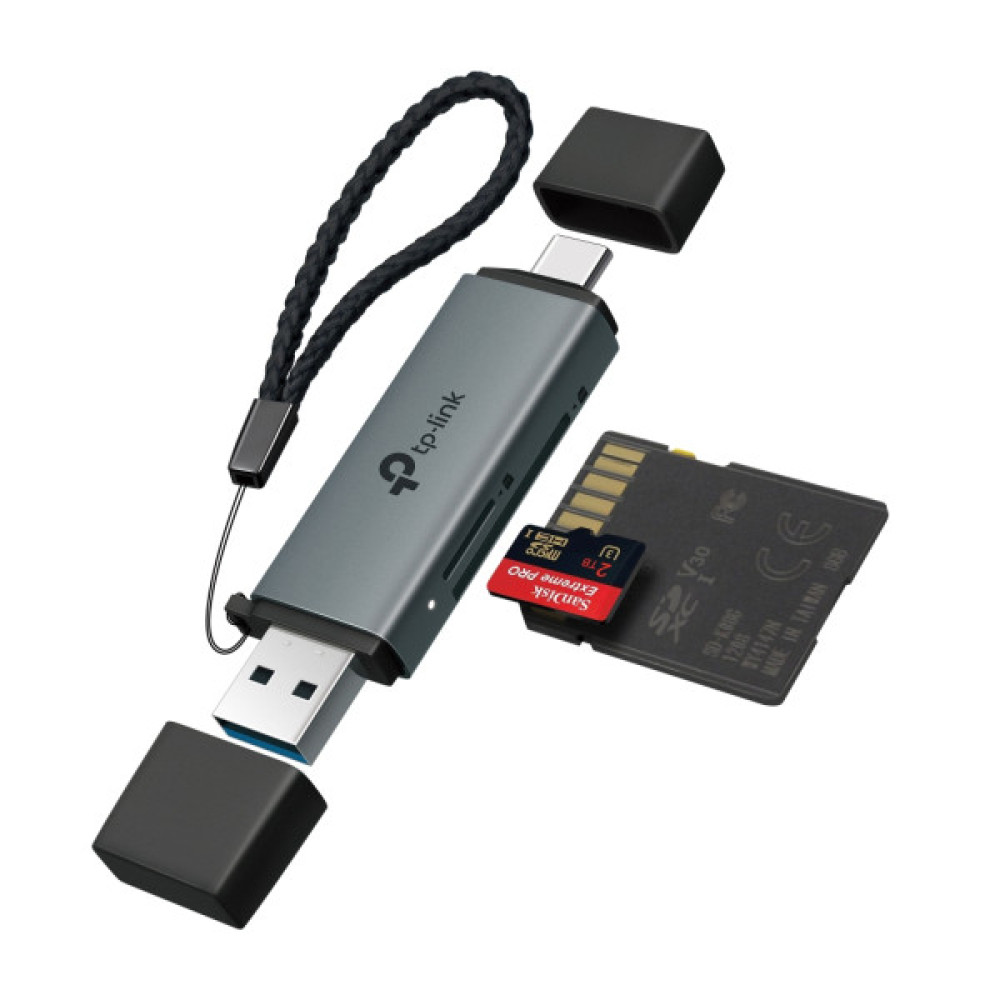 Зчитувач флеш-карт TP-Link USB-C + USB 2.0 SD + TF silver (UA430D)