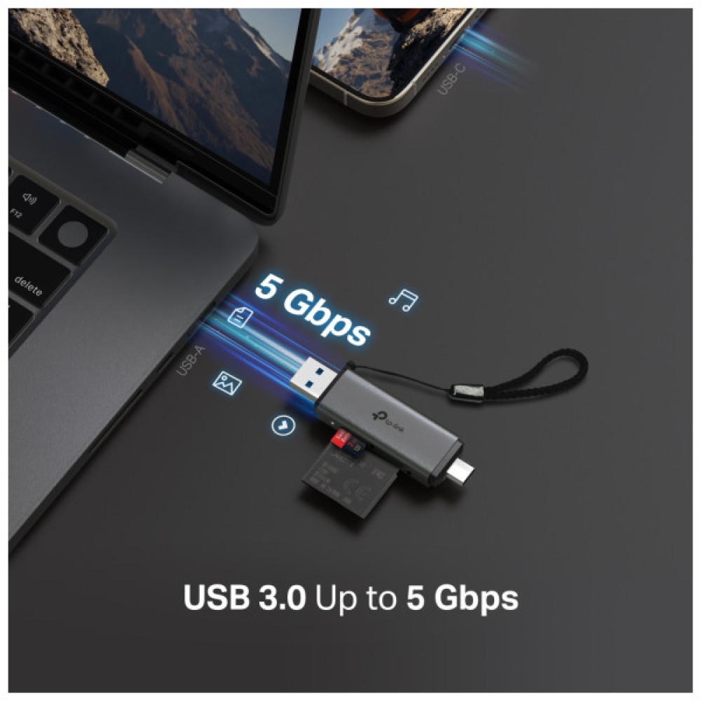 Зчитувач флеш-карт TP-Link USB-C + USB 2.0 SD + TF silver (UA430D)