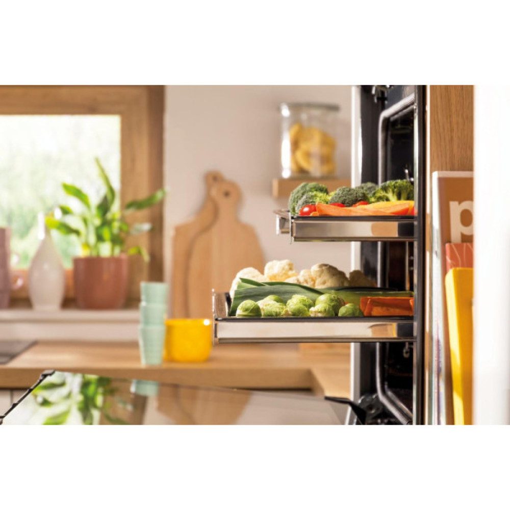 Духова шафа Gorenje електрична, 77л, A+, пара, дисплей, піроліз, готування на різних рівнях, чорний