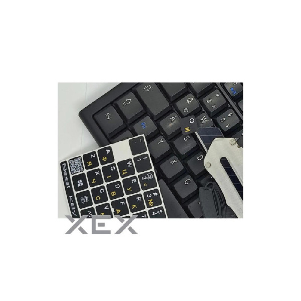 Наклейка на клавіатуру BestKey непрозора чорна, 76, жовтий (BKU13YEL/012)