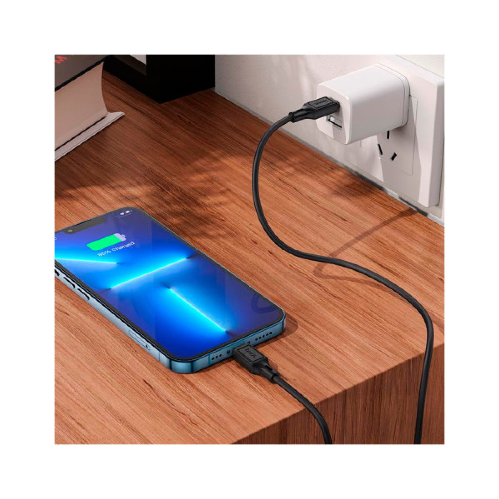 Дата кабель USB-C to Lightning 1.0m Cool silicone PD 20W X90 black HOCO (6931474788382)