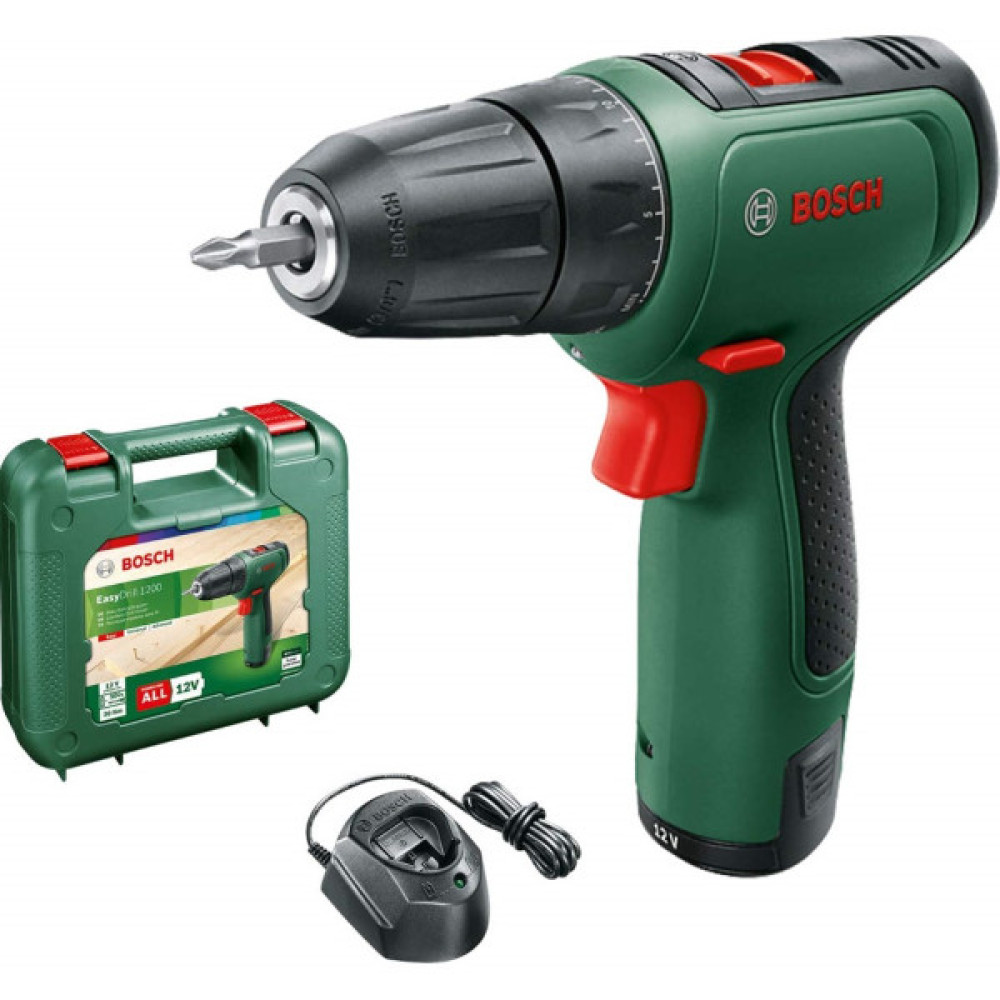 Шурупокрут-дриль акумуляторний Bosch EasyDrill 1200 12В 1х1.5А·год 30Нм 0-400·1500об·хв 0.94кг кейс