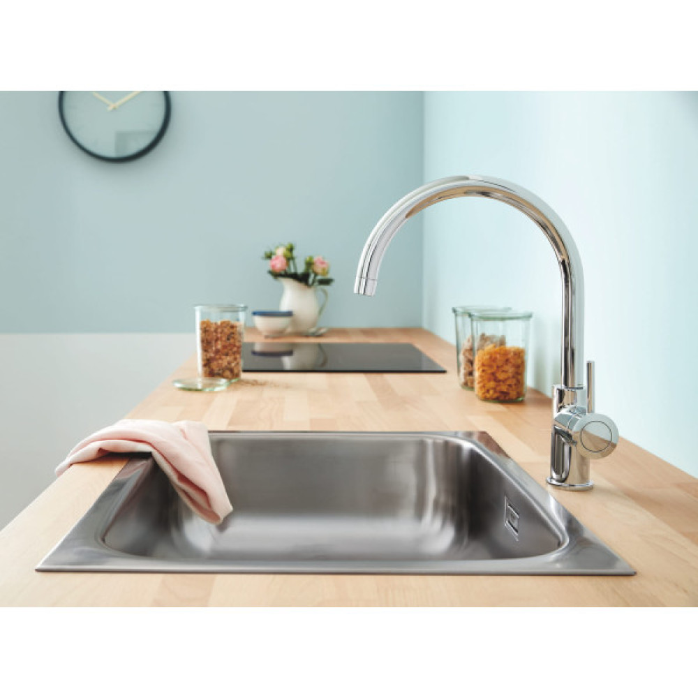 Змішувач для кухні Grohe BauClassic, довж.виливу - 223мм, поворотний, 1важіль, хром