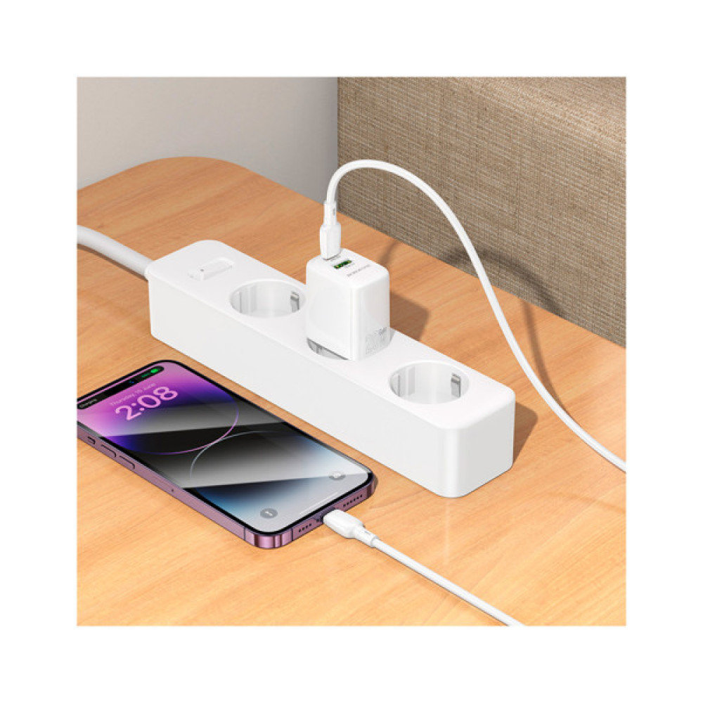 Зарядний пристрій BOROFONE BN27 Fuente 1xUSB-C PD20W + 1xUSB QC3.0 White (6941991120268)