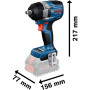 Гайковерт ударний акумуляторний Bosch Professional GDS 18V-750C 18В 270/380/750Нм до 3000об/хв квадрат 1/2" 1.7кг без АКБ та ЗП