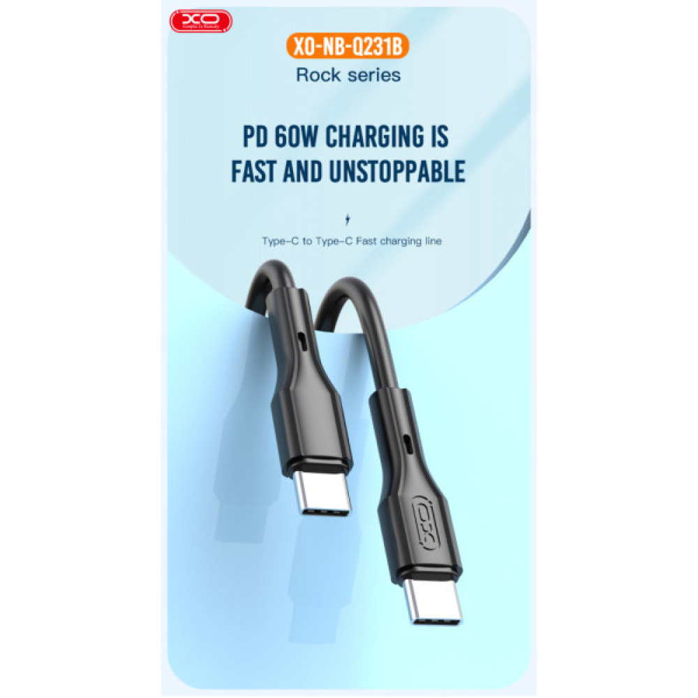 Дата кабель USB-C to USB-C 1.0m 60W black XO (NBQ231B_Black)