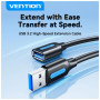 Дата кабель USB 3.2 AM/AF 2.0m 10Gbps PVC black Vention (CBOBH)