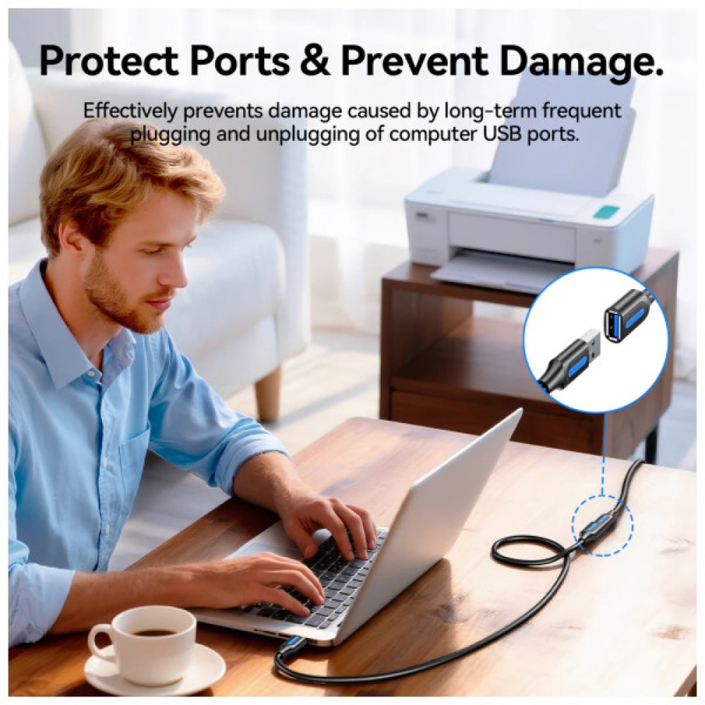 Дата кабель USB 3.2 AM/AF 2.0m 10Gbps PVC black Vention (CBOBH)