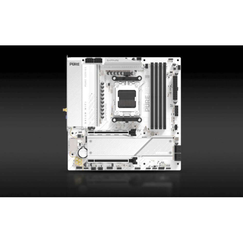 SAPPHIRE Motherboard PURE B850M WIFI sAM5 B850 4xDDR5 M.2 HDMI DP WiFi BT mATX білий