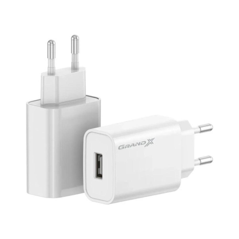 Зарядний пристрій Grand-X Quick Charge QС3.0, + cable USB -> Type C 1m white (CH-550WT)